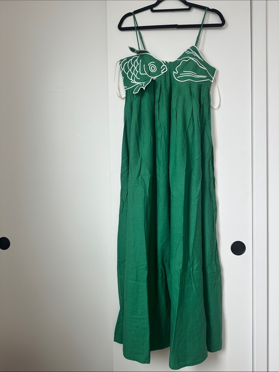 FARM Rio Dresses & Skirts - Farm Rio Green Maxi Dress with Fish Appliqué